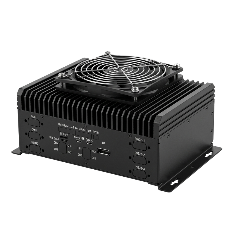 AIPark AI-BOX VA-PC-AI-100 Edge AI Computing Unit Front View with Fan - 200TOPS 10-Channel Video Analysis ITS